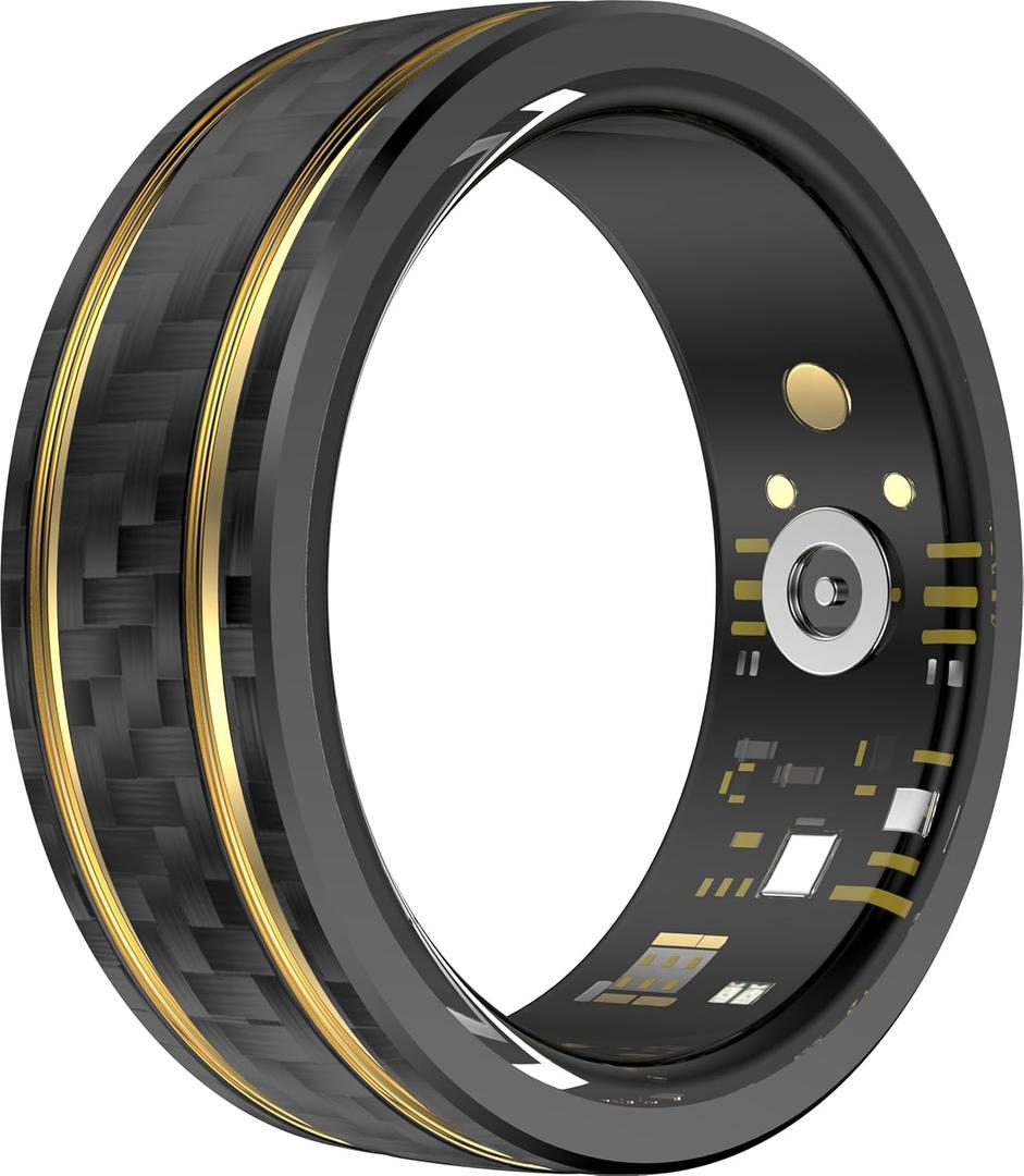 Smart Ring Heart Rate Monitor Blood Pressure Ring Sleep Tracker Fitness Ring Pedometer Step Counter Calories Fitness Tracker Waterproof Health Smart Rings for Men Women (#11, Black)