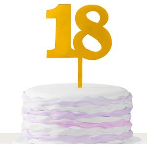 Acrylic Number 18 Cake Topper, Gold Mirrored Number Cupcake Decor, Perfect for Birthday Parties and Anniversary Cake Decorations