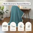 Electric Heated Blanket 72"x84" Full Size for Safe All Night Rest, Dual-Sided Microplush Sherpa for Bedroom Couch Use, 4 Heat Settings & 10 Hours Auto Off Energy Saving, Machine Washable-Teal