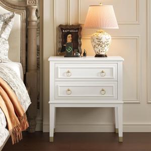 Huuger 27.6 Inch Tall Nightstand with Charging Station, USB-C Port, 2 Drawers Bedside Table, Larger Night Stand with 11.4 Inch Raised Legs, Painted Side Table End Table, for Bedroom, White