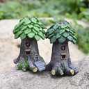 Fairy Garden Tree House  Resin Tiny Miniature Fairy House Accessories, Outdoor/Indoor Decoration for Home, Yard, Patio, Balcony, Christmas Dcor (Dark Green)