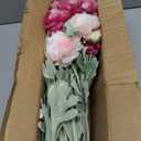 Artificial Flowers Silk Peony Pink Flowers Combo Rose Red Silk Flowers Bouquet 20Pcs 60Heads Fake Peonies for Faux Floral Arrangements Home Table Kitchen Wedding Party Farmhouse Decor