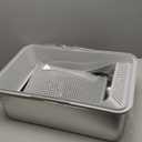 Stainless Steel Litter Box | XXL Deepened 8" Design Enclosed Box with Lid for Big Cats | High Sided, Anti-Urine Leakage | Non-Stick Bottom & Includes Litter Mat & Metal Scoop (Silver Gray)