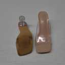 mysoft Women's Clear Heeled Sandals Square Toe Transparent Stiletto Mules Open Toe Slip on Dress Shoes (7.5, Nude)