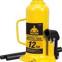 Torin Hydraulic Welded Bottle Jack 12 Ton, Portable Car Jack, 24,000 LBs Capacity with Pump Handle for Cars, Suv, Yellow
