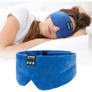 Sleep Mask Bluetooth Headphones Soft Wireless Headband Eye Mask Blackout with Microphone (Blue)