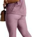 Women's Fashionable 2-Piece Beach Ensemble-Hollow Out Button Top and Drawstring Pants, L