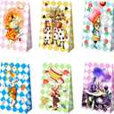 Htabiol Alice in Wonderland Gift Bags for Presents, 24pcs Alice in Wonderland Party Favors Goodie Bags with Sealing Sticker, Fit for Girl's Onederland 1st Birthday, Mad Hatter Tea Party Decorations