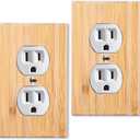 2PC Solid Wood Double hole Outlet Light Switch Plate 4.5" X 2.76" Bamboo Light Switch Cover Quality Raw Wooden Decorative Bedroom Kitchen Home Decor (Double hole Outlet) (Standard Size)