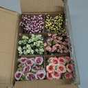 LUEUR 6Pcs Artificial Flowers with Ceramic Pot Fake Flower Arrangements Small Faux Spring Flowers in Vase Spring/Summer Decor, Centerpiece Table Decorations for Easter Home Office Shelf