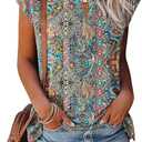 Kistore Women's Summer Casual V Neck Tank Tops Cap Sleeve Loose Fit Blouses Tunic Shirts (M)