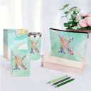 Personalized Gifts Monogrammed Birthday Gifts for Women, Soul Sister Bachelorette Party Wedding Christmas Initial 20 oz Tumbler, Makeup Bag Cup Pens Journal Notebook 6 Set, (Aesthetic Green Flower K)