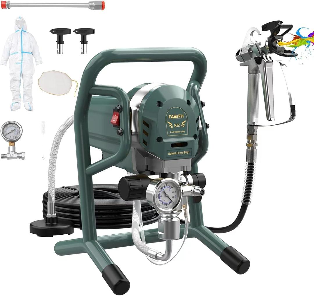 Stand Airless Paint Sprayer - 1HP 3000PSI High Efficiency Airless Sprayer with Low Overspray, Thinning-Free, for Home Exterior and Interior, Furniture and Fences, DIY Painting Projects