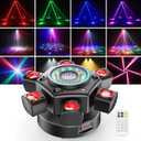 Moving Head DJ Lights 120W 6 Arms 4 in 1 Stage Lights with RGBW Beam,Red Green Starry,Pattern Projection Strobe Effects,Sound Activated DMX512 & Remote for Party Disco Club Wedding Bar