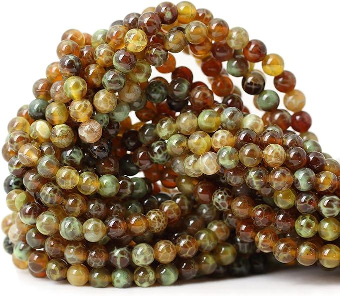CHEAVIAN 45PCS 8mm Natural Black Silver Leaf Jasper Gemstone Round Loose Beads for Jewelry Making 1 Strand 15"