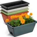 Hedume 5 Pack 14 Inches Flower Window Box, Plastic Vegetable Planters Indoor Outdoor, Plastic Flower Box Planter for Windowsill, Patio, Garden, Home Dcor, Porch (5 Colors)