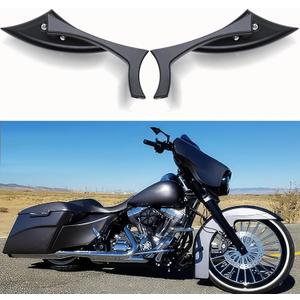 Black Bat Shape Motorcycle Mirrors,Upgrade Rearview Motorcycle Mirrors Compatible with Harley Road King Sportster Street Glide And More