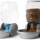 Petmate Replendish Gravity Automatic Dog Water Dispenser Pet Waterer and Pet Feeder Set with Microban Protection Base, 100% BPA Free, Wide Mouth Bowl - 2.5 Gallon Water, 10 lb Food