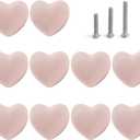 Ceramic Drawer Knobs Heart Shape Cabinet Dresser Pulls Handles with 3 Sized Screws, Kitchen Furniture Knobs for Closet Cupboard Wardrobe (10 Pack, Pink)