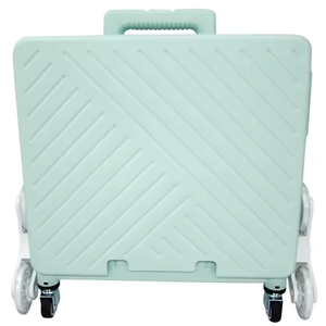 Folding Utility Cart Portable Rolling Crate Handcart Shopping Trolley Collapsible Tool Box, with Lid, Basket on 4 Rotate Wheels, for Grocery, Office, Teacher, Travel Shop Move Luggage (Green)