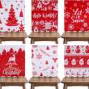 Zcargel 6 Pcs Christmas Chair Covers Set Winter Xmas Tree Snowflake Elk Dining Room Seat Holiday Dining Chair Slipcovers Protector Kitchen Dining Room Decor Festival Party Decoration