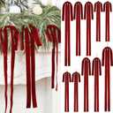Janinka 12 Pcs 3 Sizes Burgundy Velvet Bows Christmas Tree Ornaments Vintage Christmas Ribbon Bow for Tree Garland Rustic Wreath Indoor Xmas Decoration (Wine Red)
