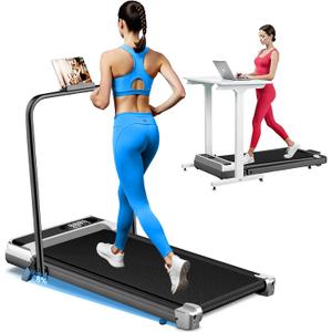 Walking Pad Treadmill with 8% Incline for Home Office,3.0HP Low Noise Portable Folding Under Desk Treadmill with Remote Control,Jogging Running Machine,350 Lbs Capacity,LED Display,Handle Bar