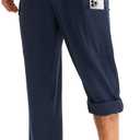 baleaf Men's Hiking Pants Water Resistant Convertible Cargo Capri Roll Up Capri UPF50+ Zipper Pockets Clothing Travel (Medium, Navy Blue)