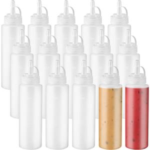 15 PCS 8oz Squeeze Bottles,Plastic Condiment Bottle with Twist On Cap Lids,Squeeze Bottle for Sauces,Ketchup,Barbecue,Syrup,Paint