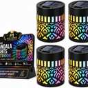 4pc Mosaic Solar Lights Decorative Balcony Disk Garden Mandala Solar Mandala Lights Outdoor Wall Metal Magical Holographic Rainbow Patio Lights Solar Powered 2026 New Projection Seven-Color Changing