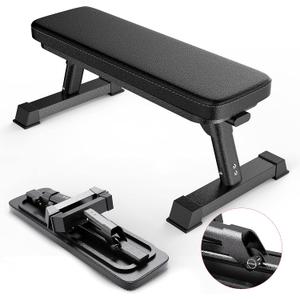Flat Weight Bench for Your Home Gym  Heavy Duty Workout Bench for Bench Press and Strength Training Exercise  Compact Weight Benches Designed for Home Use (Foldable)
