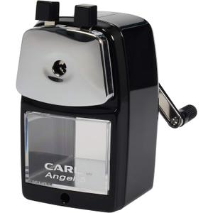 Carl Angel-5 Manual Pencil Sharpener with Metal Table Mount. Quiet for The Classroom, Home & Office, Black (CUI19018)