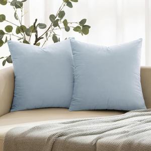 ANRODUO Pack of 2 Velvet Light Blue Throw Pillow Covers Decorative Pillow Covers Euro Cushion Case Soft Solid Square Cozy Modern Home Decorations Pillowcase for Sofa Couch Bed Room Decor 18x 18 Inch (18" x 18" (Pack of 2))