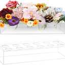 Flower Vase Acrylic Rectangular Floral Centerpiece for Dining Table, Long Rectangle Vase Decorative Clear Vase for Home and Weddings Decor - Flowers not Included