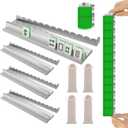 Upgraded Version,Mahjong Racks with Pushers,17 Inch,Wooden American Mahjong Tile Pushers and Racks Set of 4, with 4 Mahjong Racks Drawstring Bag, Mahjong Accessories(Silvery)
