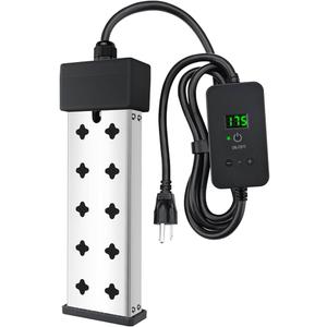 Immersion Water Heater 1800W, Portable Submersible, Real Time Temp Display, Thermostat Temp Control, Dry Burn Protection, Heating for Buckets Bathtubs Hot Tubs Above Ground and Inflatable Pools