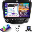 4G 8 Core 8+128G Car Radio for Honda Accord 7th 2003-2007 Android with Wireless Carplay Android Auto, 10.1 Inch QLED Touch Screen Car Stereo WiFi, GPS, Bluetooth 5.0, FM/AM, SWC, Backup Camera