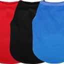 Paiaite 3 Pieces Plain Dog Shirt Sleeveless Puppy Cotton Dog Shirts Breathable Pet Apparel Tank Top Colorful Puppy Sweatshirt Clothes for Small Medium Dogs Red Black and Blue L