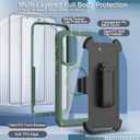 for Samsung Galaxy A36 5G Case, [Transparent & Holster Series] Belt Clip Full Body Shockproof Protective Cell Phone Cover with 2 Pack Tempered Glass Screen Protector (Dark Green/Clear)