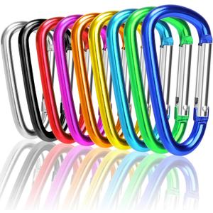 Carabiner Clips, Upins Aluminum Locking Spring Hook Keychain D Shape Heavy Duty Buckle Pack Carabiners Clip Lock Snap Hooks Backpack Clip (3")