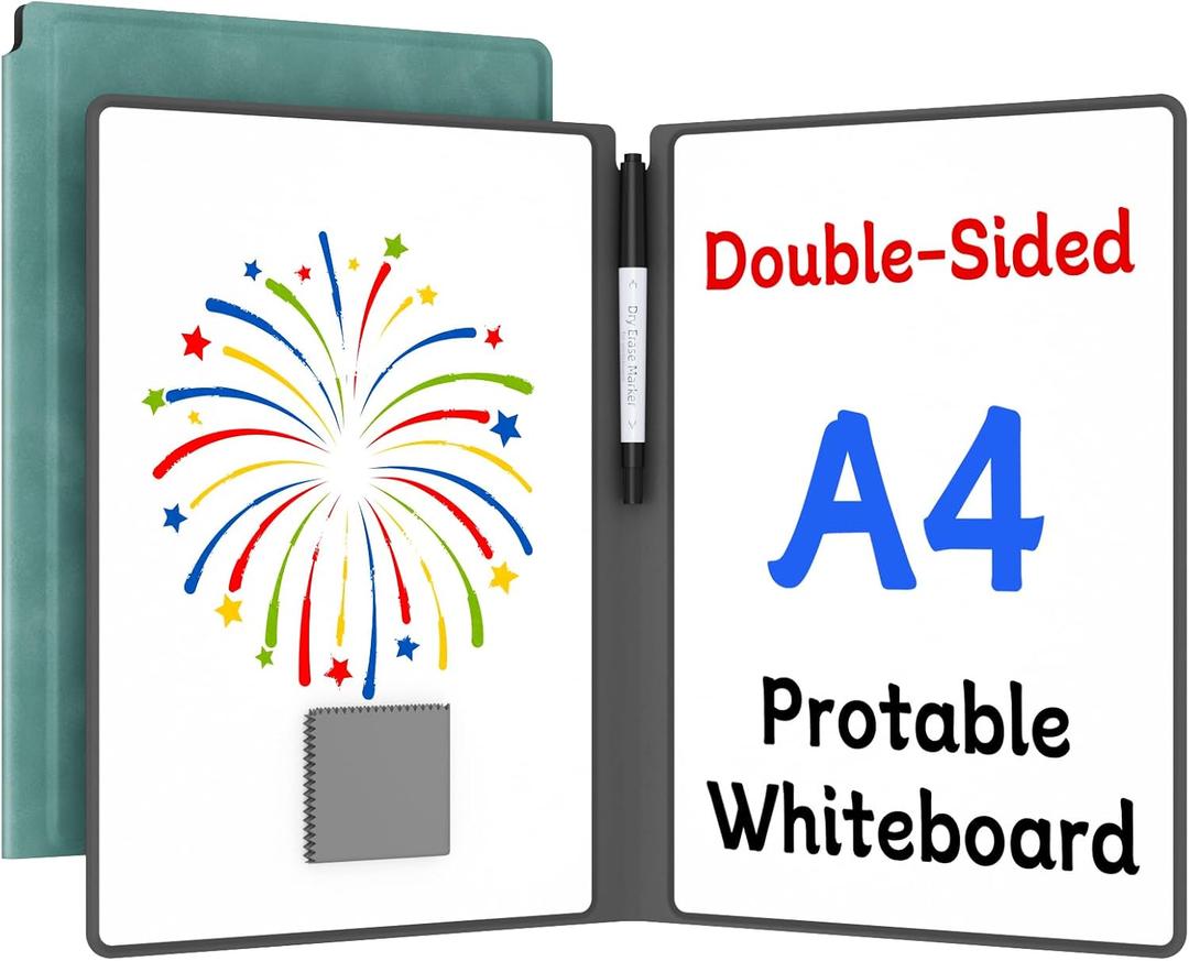 Small Dry Erase Board,12" x 9" Portable Dry Erase White Board,Double-Sided Folding Whiteboard with Pen(Blue)