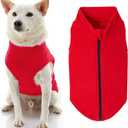 Gooby Zip Up Fleece Dog Sweater - Red, 2X-Large - Warm Pullover Step-in Jacket Without Ring Leash - Winter Clothes for Small and Medium Dogs (2X-Large chest (~25.5"))