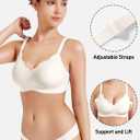 YEOREO Womens Wireless Bras Push Up Full Coverage Bra No Underwire Seamless Comfortable Scalloped Supportive Bralette White XXL (White, XXL)