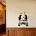 2 x Easter Bunny Wall Decal - Removable Self-Adhesive Driving Rabbit Sticker, 30 * 40 cm Fun Easter Egg Home Decor for Living Room, Bedroom, Kitchen, Party