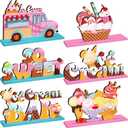 6 Pcs Ice Cream Table Wooden Decorations Ice Cream Sign Centerpiece Summer Home Decor Bar Party Decorations for Kids Birthday Party Summer Wedding Supplies