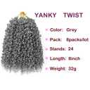8 Inch Pre Twisted Ombre Yanky Passion Twists Crochet Hair(8 inch 8Pack grey) (Gray)