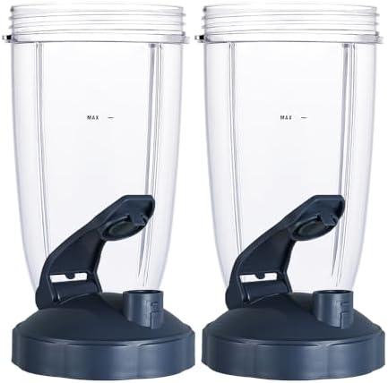 Upgrade Blender Cups Fit for Nutribullet 600w/900w，Replacement Parts 24oz Cups with Flip-Top To-Go-Lids, Blender Accessories (2 Pack)