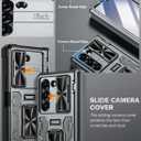 Caka Case for Galaxy Z Fold 6 - Full Body PC & TPU Dual Layer Shockproof Case with Ring Stand, Screen Protector, Hinge Protection & Slide Camera Cover, Silver