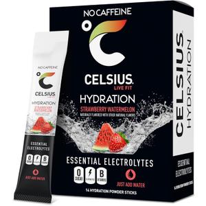 CELSIUS Hydration Strawberry Watermelon, Sugar Free Electrolyte Hydration Drink Mix, BB 03/2028 (Pack of 14)