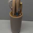 Kitchen Knife Set. 6-Pieces Luxury Wooden Coating, Light Wood Grain Handle, Stainless Steel Non-Stick Sharp Blade Chef Knife Set with Cylindrical Knife Block for Gift (Khaki)